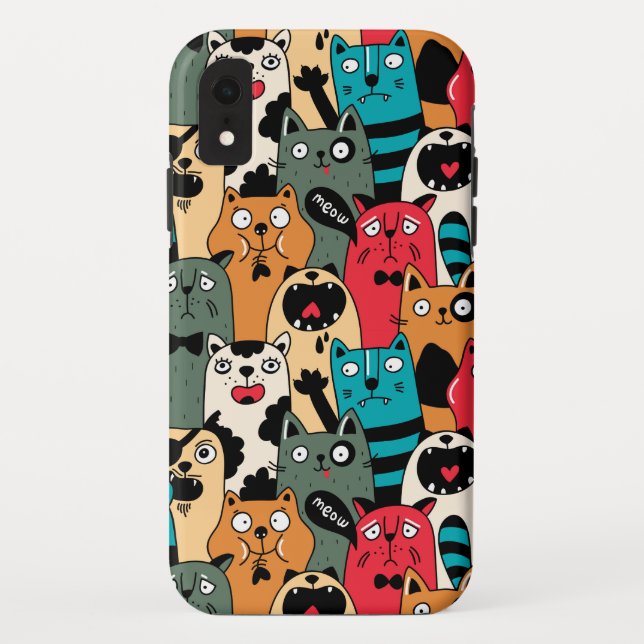 Funda De Case-Mate Para iPhone La multitud de gatos (Reverso)