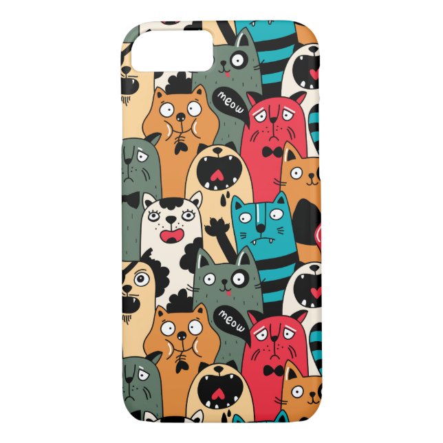 Funda De Case-Mate Para iPhone La multitud de gatos (Reverso)