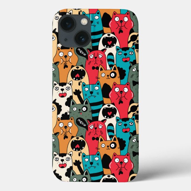 Funda De Case-Mate Para iPhone La multitud de gatos (Reverso)