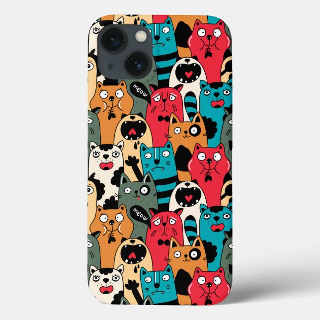 Funda De Case-Mate Para iPhone La multitud de gatos (Reverso)