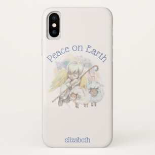 Funda Para iPhone X La paz en el Pastor Ángel de la Tierra con los Lam