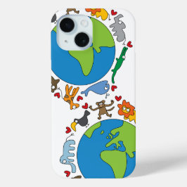 Funda Para iPhone 15 La paz y el amor adoran a los Personalizados anima