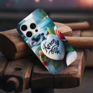 Funda Para iPhone 15 Pro La piedra del corazón de Karen junto al río