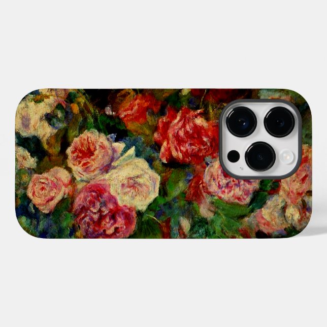Funda De Case-Mate Para iPhone la pintura de Pierre Renoir, Rosas, (Reverso (Horizontal))