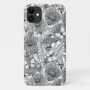 Funda Para iPhone 11 La pradera de Dandelion en blanco y negro
