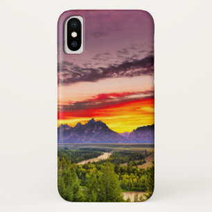 Funda Para iPhone X La puesta del sol del verano en el río Snake pasa