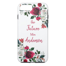 Funda Para iPhone 8 Plus/7 Plus La Rosa de color de agua de Borgoña Floral el futu