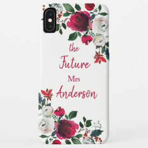 Funda Para iPhone XS Max La Rosa de color de agua de Borgoña Floral el futu