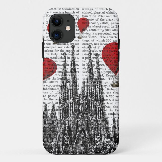 Funda De Case-Mate Para iPhone La Sagrada Familia y los globos aerostáticos rojos (Reverso)