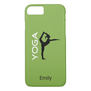 Funda Para iPhone 8/7 La silueta del yoga pose sobre el verde personaliz