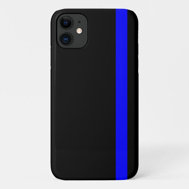 Funda De Case-Mate Para iPhone La simbólica delgada línea azul en negro (Reverso)