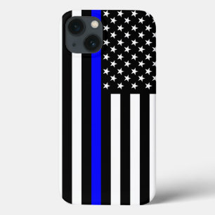 Funda Para iPhone 13 La simbólica y delgada línea azul bandera estadoun