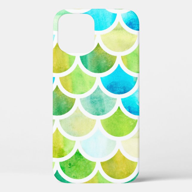 Funda De Case-Mate Para iPhone La sirena escala. Balanzas de peces acuarela. Suma (Reverso )
