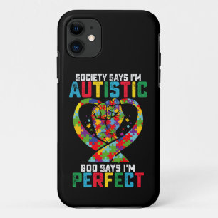 Funda Para iPhone 11 La sociedad dice que soy el Dios autista dice que