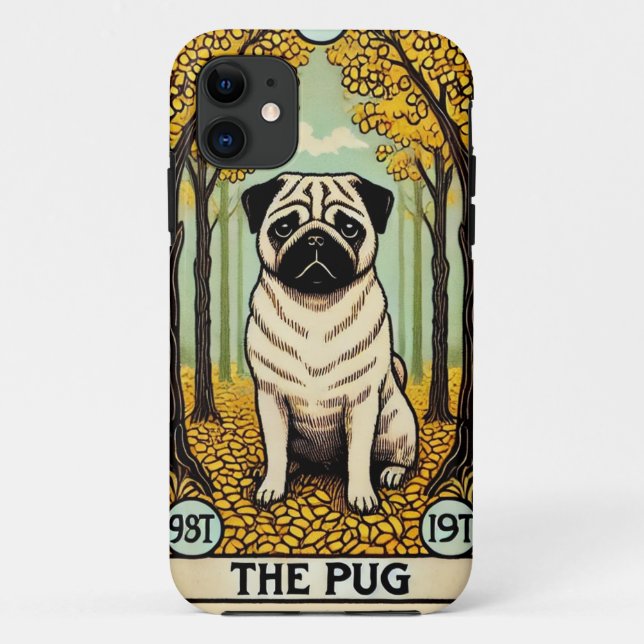 Funda De Case-Mate Para iPhone La tarjeta Pug Tarot (Reverso)