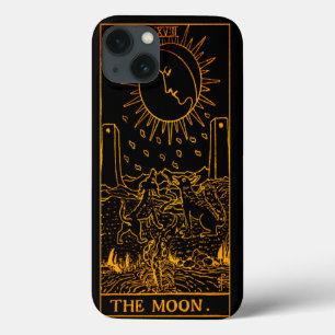 Funda Para iPhone 13 La tarjeta Tarot de la Luna Oro Y Negro Mayor