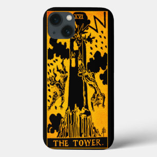 Funda Para iPhone 13 La tarjeta Tower Tarot Oro Y Negro