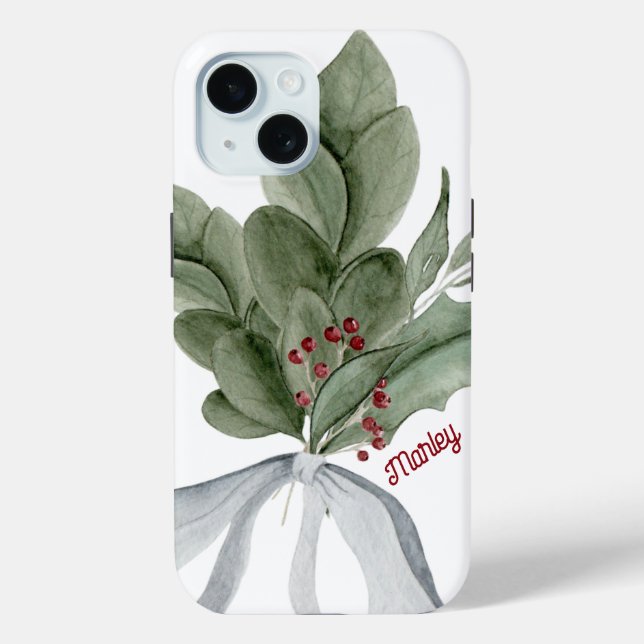 Funda De Case-Mate Para iPhone La vegetación botánica con bayas personalizadas (Reverso )