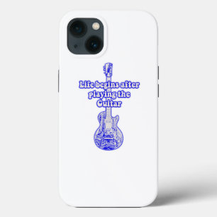 Funda Para iPhone 13 La vida comienza después de tocar la guitarra. azu