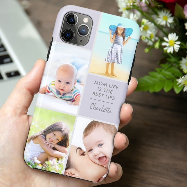Funda De Case-Mate Para iPhone La vida de la personalizado 4 Photo Mom es la mejo (Subido por el creador)