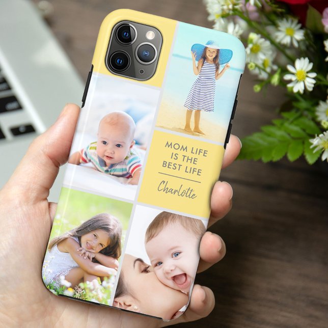Funda De Case-Mate Para iPhone La vida de la personalizado 4 Photo Mom es la mejo (Subido por el creador)