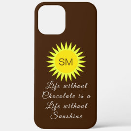 Funda Para iPhone 15 La vida en monograma marrón chocolate sin sol