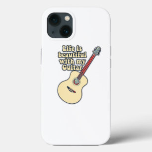 Funda Para iPhone 13 La vida es hermosa con mi guitarra. palabras posit