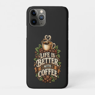 Funda Para iPhone 11 Pro La vida es mejor con café vintage amante del café