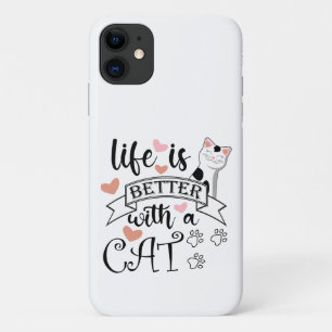 Funda Para iPhone 11 La vida es mejor con un eslogan de citas gatas