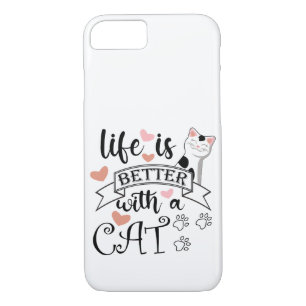 Funda Para iPhone 8/7 La vida es mejor con un eslogan de citas gatas