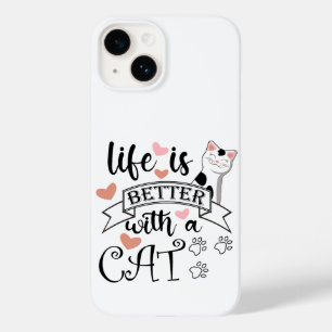 Funda Para iPhone 14 De Case-Mate La vida es mejor con un eslogan de citas gatas