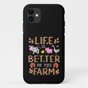 Funda Para iPhone 11 La vida es mejor en la granja animales lindos gran