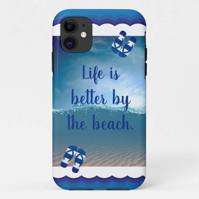 Funda De Case-Mate Para iPhone La vida es mejor en la playa (Reverso)