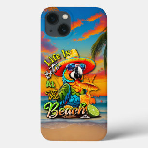 Funda Para iPhone 13 La Vida Es Mejor En La Playa Del Loro Tropical