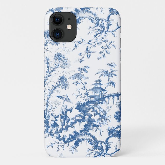 Funda De Case-Mate Para iPhone La Vieja Pagoda Azul y Blanca Chinoiserie (Reverso)