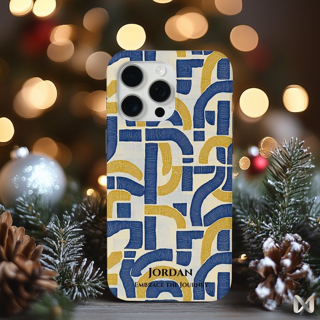 Funda De Case-Mate Para iPhone Laberinto Abstrapto Arqueado – Elegancia Azul y Do (Subido por el creador)