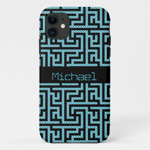 Funda Para iPhone 11 Laberinto azul y negro