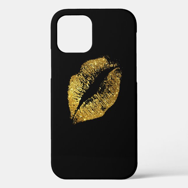 Funda De Case-Mate Para iPhone Labios con Brillo de Oro #2 (Reverso )
