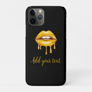 Funda Para iPhone 11 Pro labios dorados con un diseño elegante