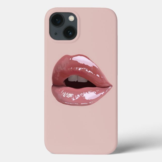 Funda De Case-Mate Para iPhone labios purpurinas rosados (Reverso)