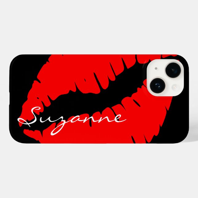 Funda De Case-Mate Para iPhone Labios rojos personalizados (Reverso  (Horizontal))