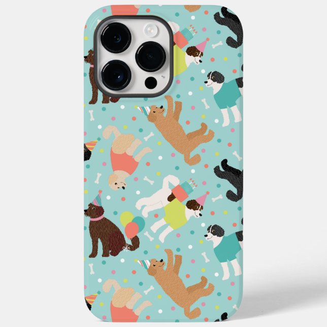 Funda De Case-Mate Para iPhone Labradoodle / Goldendoodle Birday Party (Reverso )