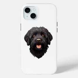 Funda Para iPhone 15 Mini Labradoodle Perro Negro