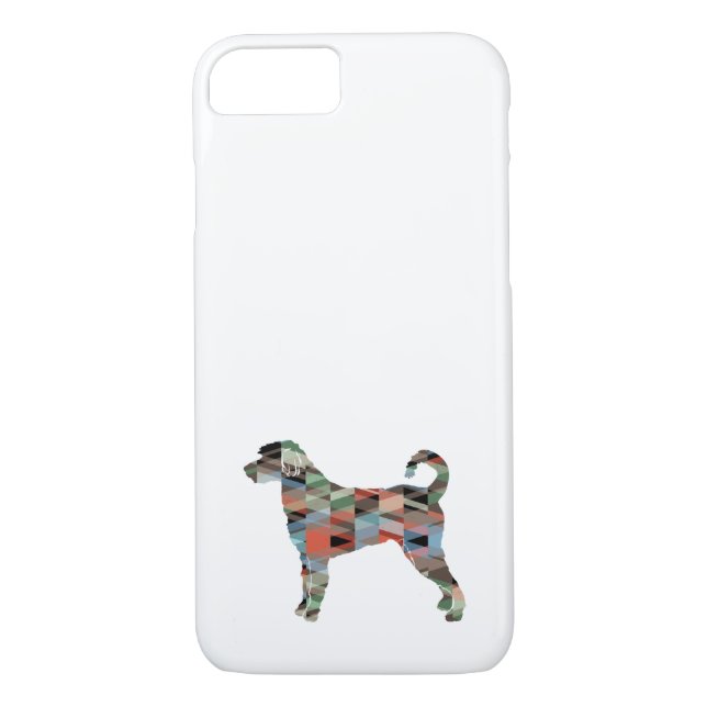 Funda De Case-Mate Para iPhone Labradoodle Raza de perro Silhouette Geo Plaid (Reverso)