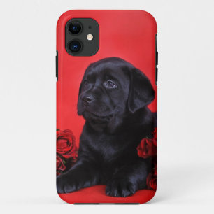Funda Para iPhone 11 Labrador cachorro y rosas