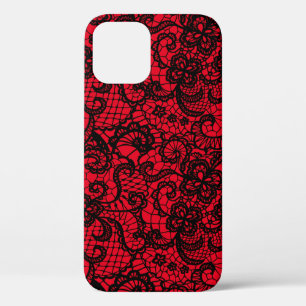 12 Lace Negro Sobre El Estuche Para iPhone De Funda R