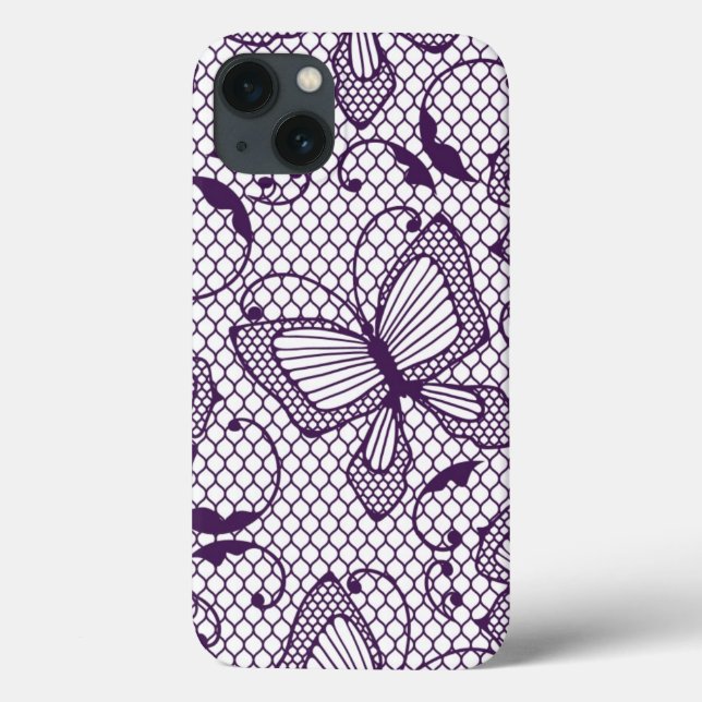 Funda De Case-Mate Para iPhone Lace pattern with butterflies (Reverso)