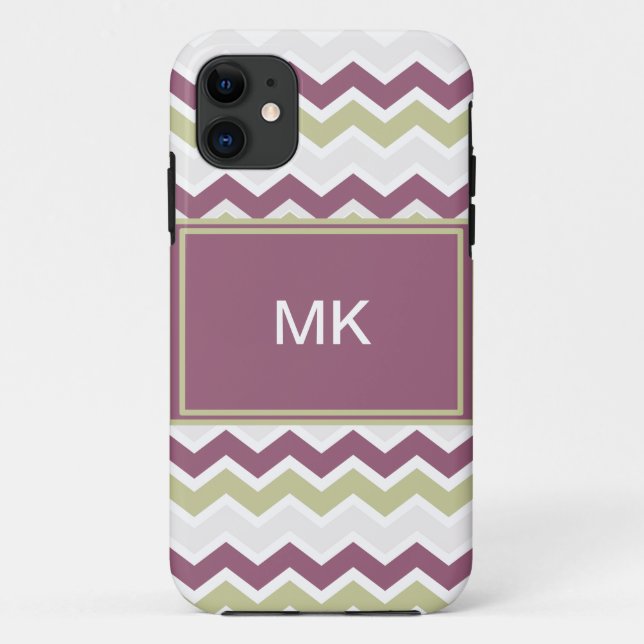 Funda De Case-Mate Para iPhone Ladrillo Chevron monogramado (Reverso)