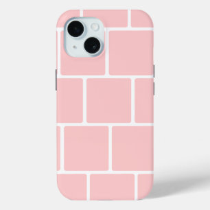 Funda Para iPhone 15 Ladrillos cuadrados rosados claros