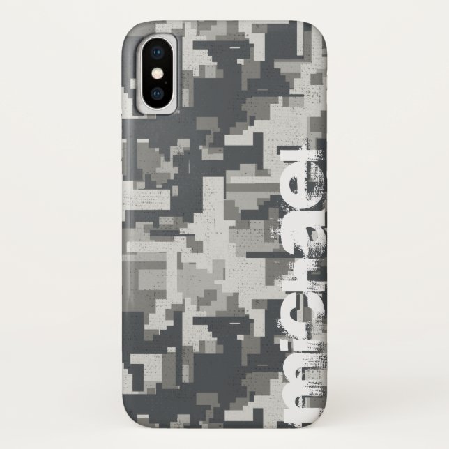 Funda De Case-Mate Para iPhone Ladrillos militares grises (Reverso)